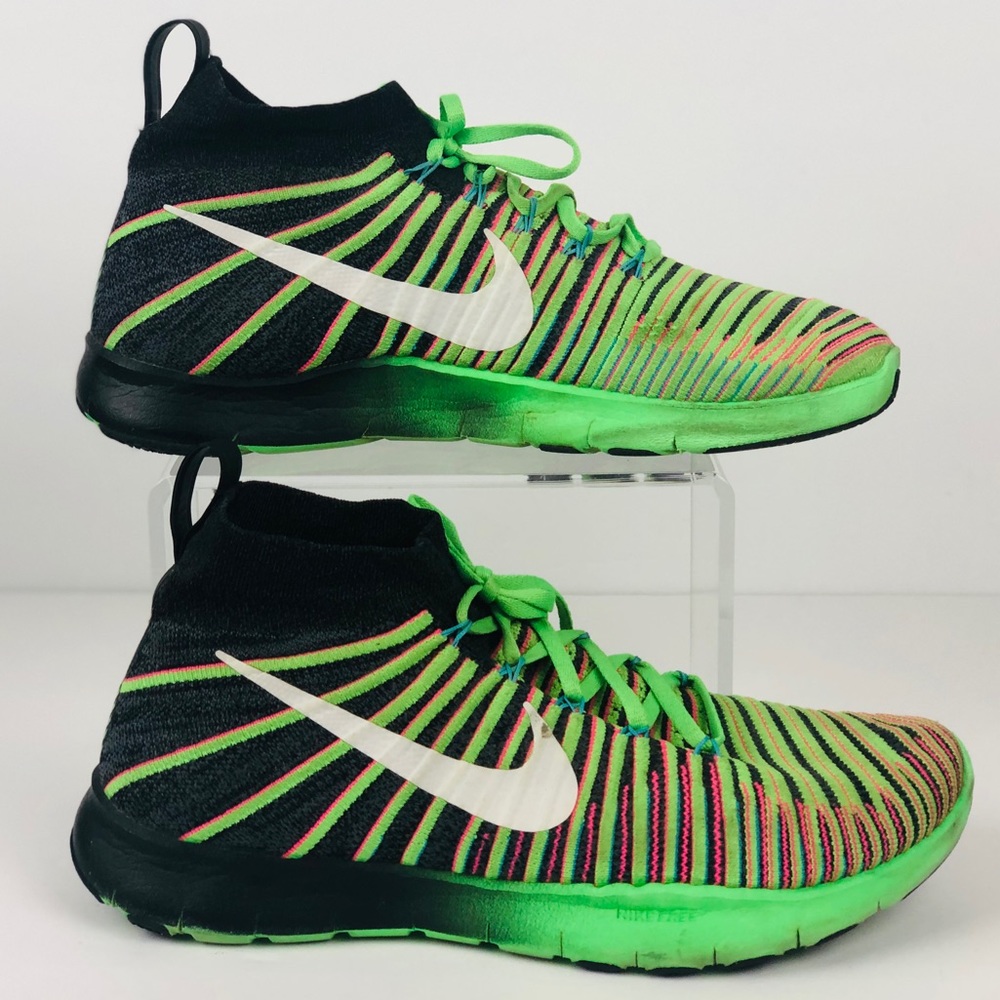 NIKE Free Tr Force Flyknit Free Tr Men's 833275-013 Sneakers Neon Green Sz 11.5